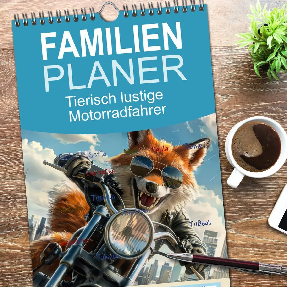 Bild: 9783516491906 | Familienplaner 2026 - Tierisch lustige Motorradfahrer mit 5 Spalten...