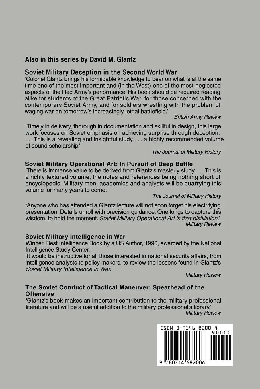 Rückseite: 9780714682006 | The Military Strategy of the Soviet Union | A History | Glantz | Buch