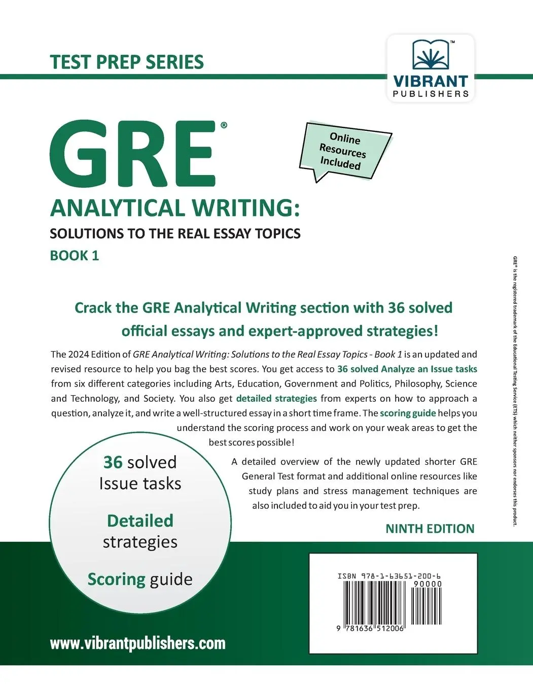 Rückseite: 9781636512006 | GRE Analytical Writing | Solutions to the Real Essay Topics - Book 1