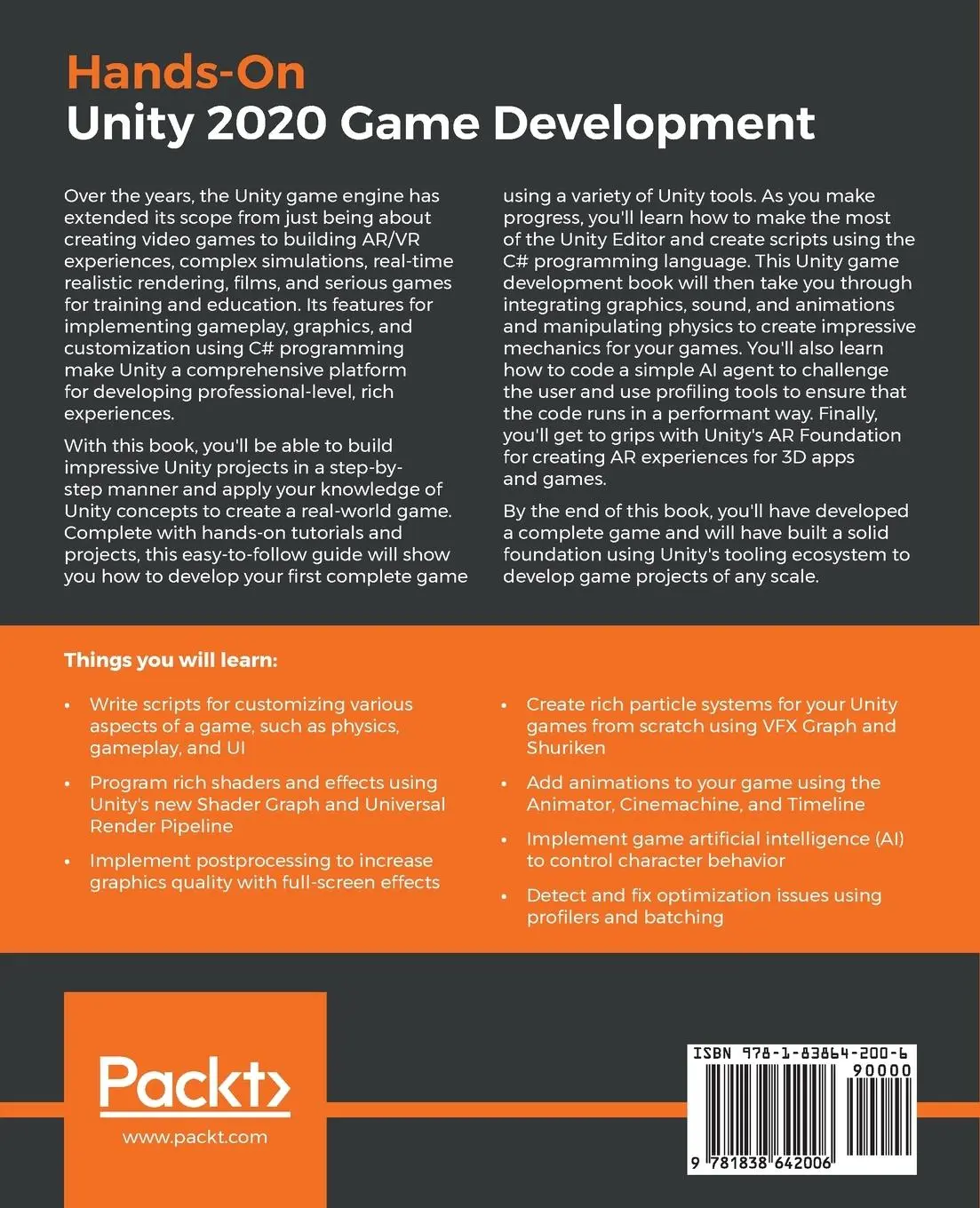 Rückseite: 9781838642006 | Hands-On Unity 2020 Game Development | Nicolas Alejandro Borromeo