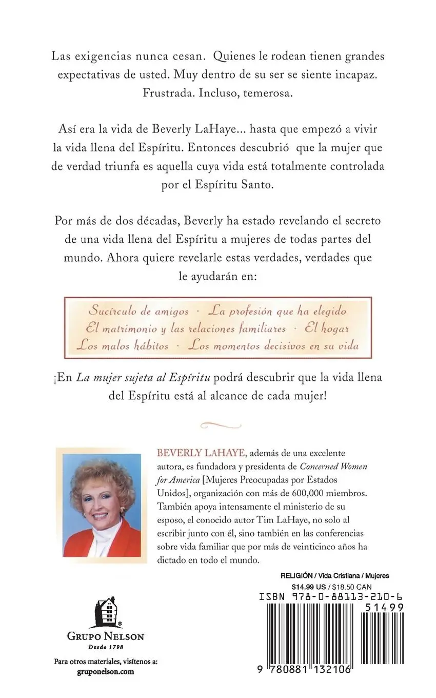 Rückseite: 9780881132106 | La Mujer Sujeta Al Esp¿¿ritu = Spirit Controlled Woman | Lahaye | Buch