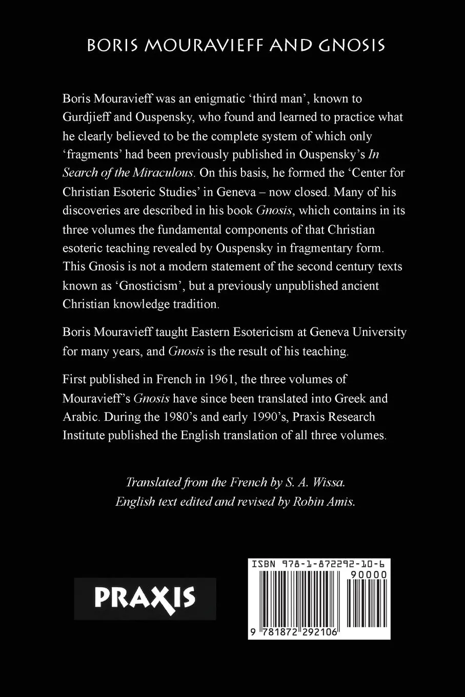 Rückseite: 9781872292106 | Gnosis Volume I | Boris Mouravieff | Taschenbuch | Englisch | 1989