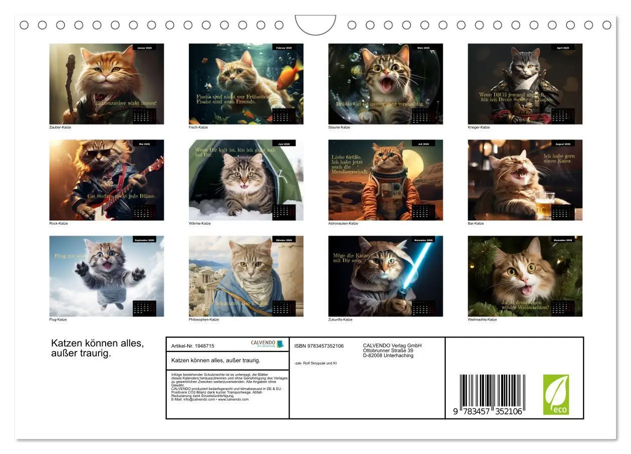 Bild: 9783457352106 | Katzen können alles, außer traurig. (Wandkalender 2026 DIN A4...
