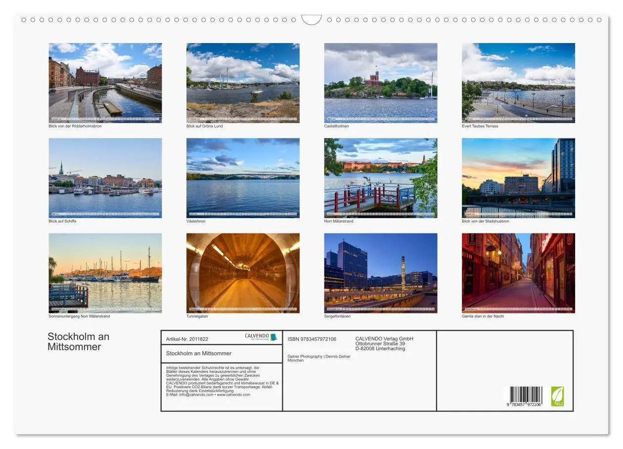 Bild: 9783457972106 | Stockholm an Mittsommer (Wandkalender 2026 DIN A2 quer), CALVENDO...