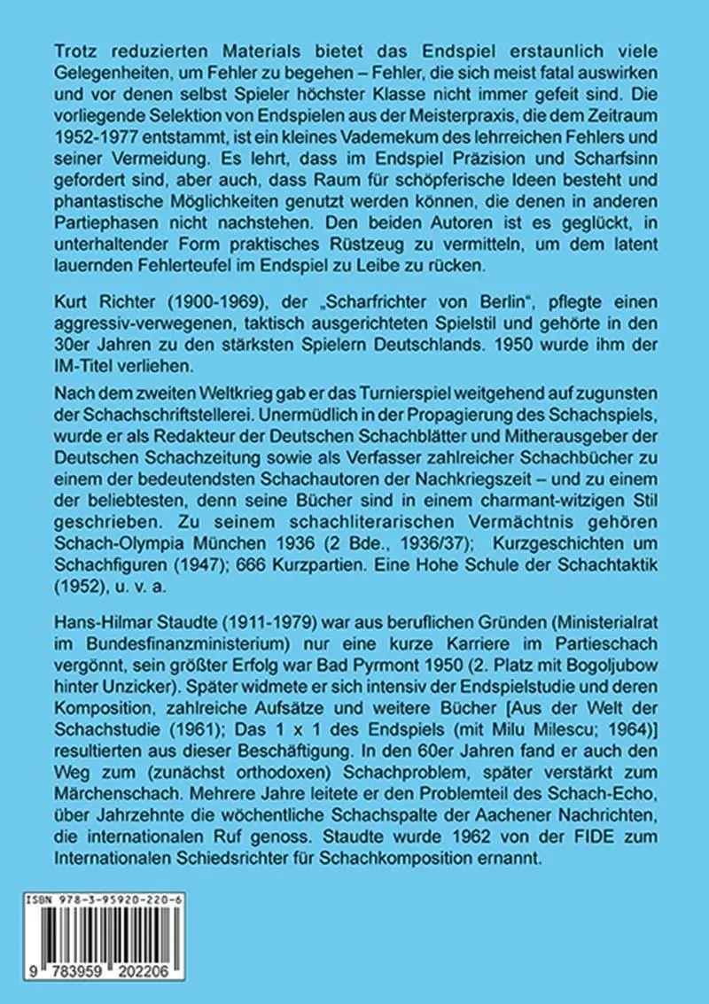 Rückseite: 9783959202206 | Richtig und falsch | Praktische Endspielkunde | Staudte (u. a.) | Buch