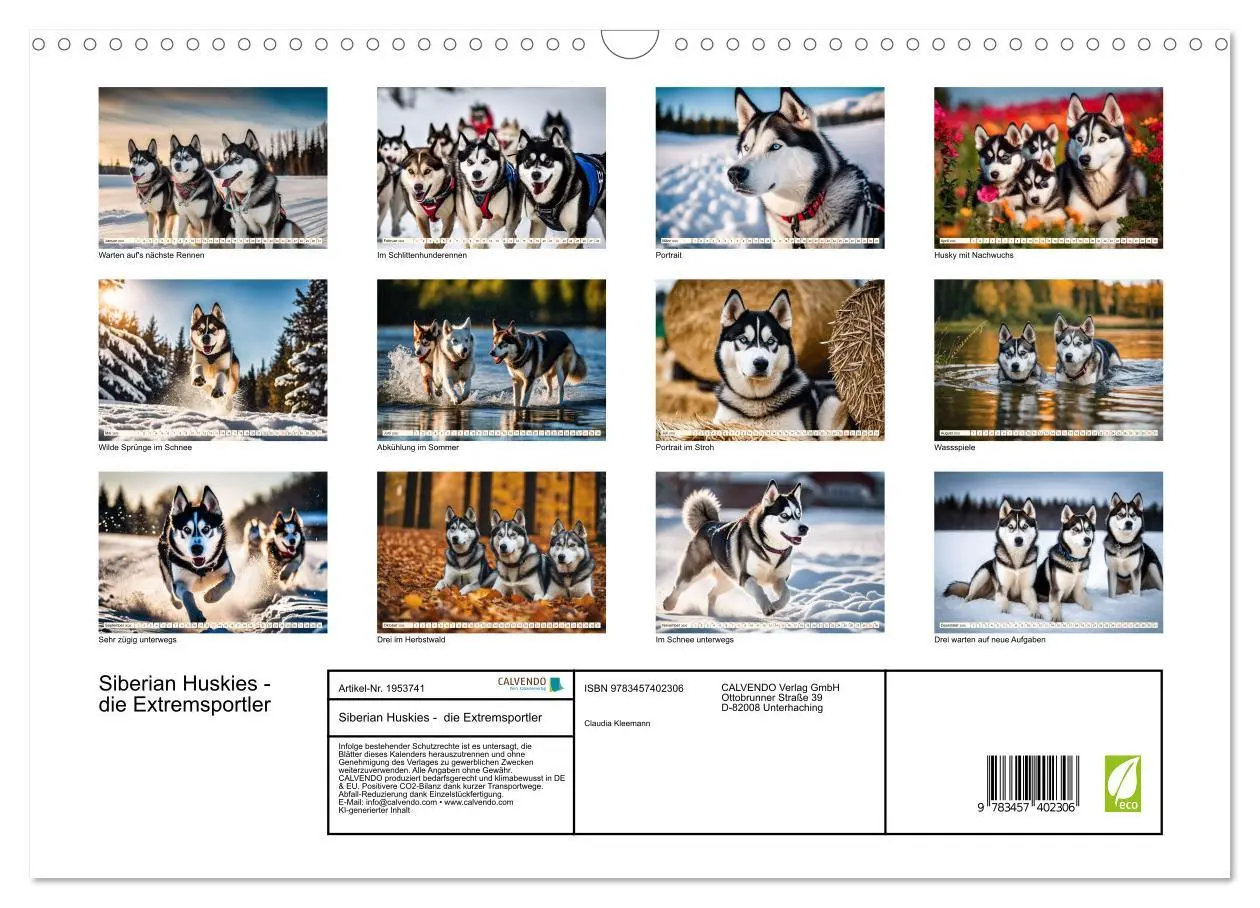 Bild: 9783457402306 | Siberian Huskies - die Extremsportler (Wandkalender 2026 DIN A3...