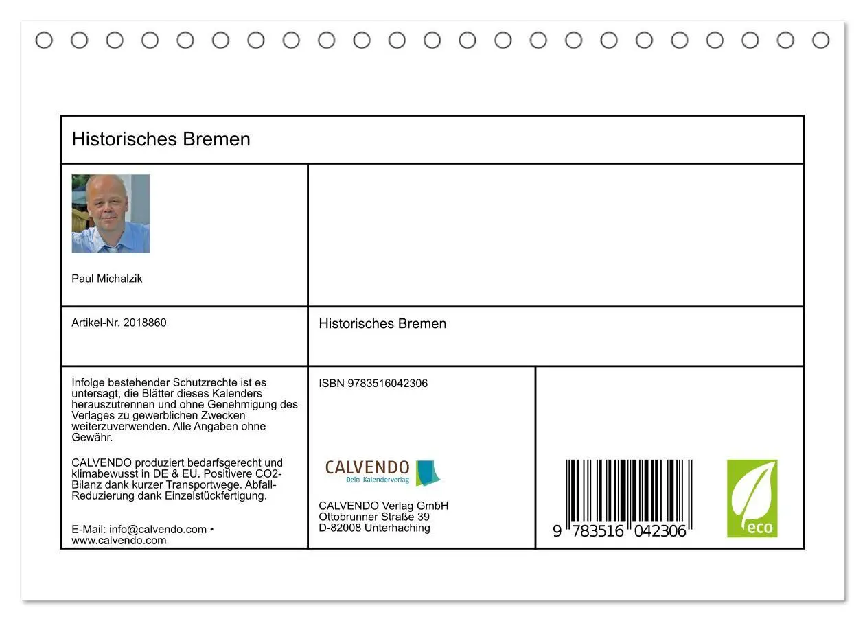 Bild: 9783516042306 | Historisches Bremen (Tischkalender 2026 DIN A5 quer), CALVENDO...
