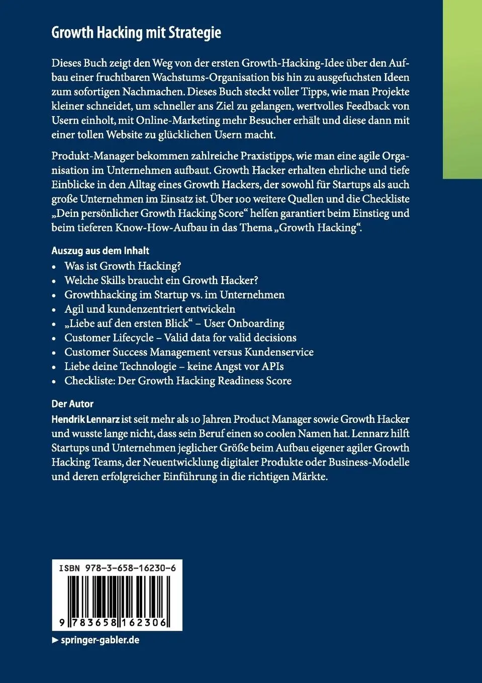 Rückseite: 9783658162306 | Growth Hacking mit Strategie | Hendrik Lennarz | Taschenbuch | xviii