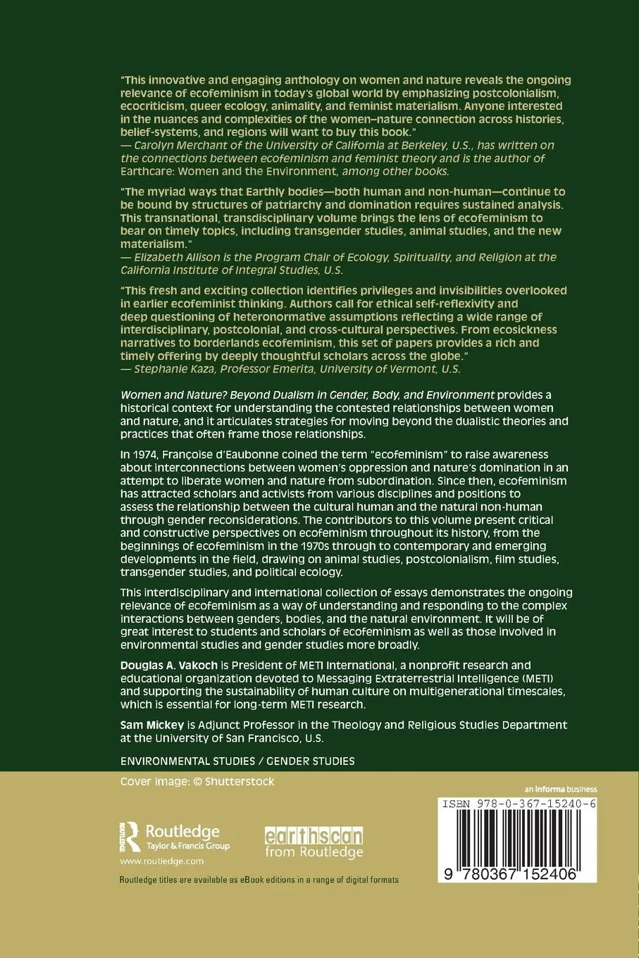 Rückseite: 9780367152406 | Women and Nature? | Beyond Dualism in Gender, Body, and Environment