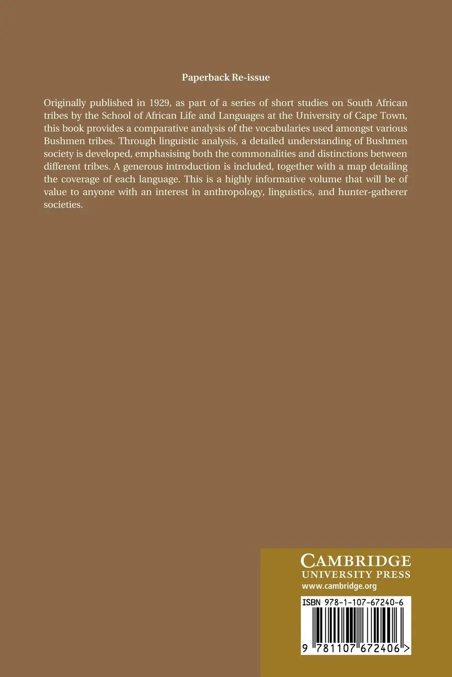 Rückseite: 9781107672406 | Comparative Vocabularies of Bushman Languages | D. F. Bleek | Buch