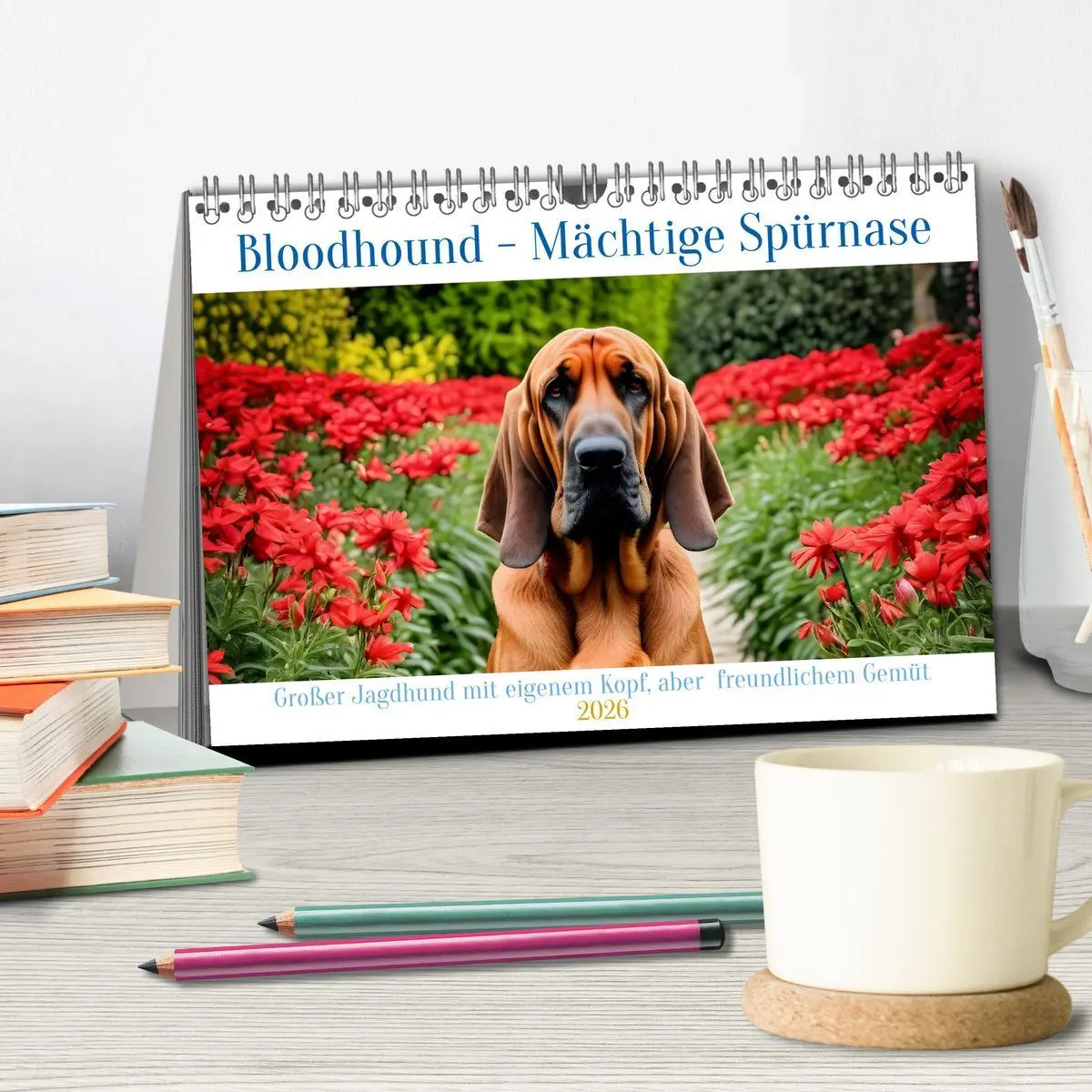 Bild: 9783457252406 | Bloodhound - Mächtige Spürnase (Tischkalender 2026 DIN A5 quer),...