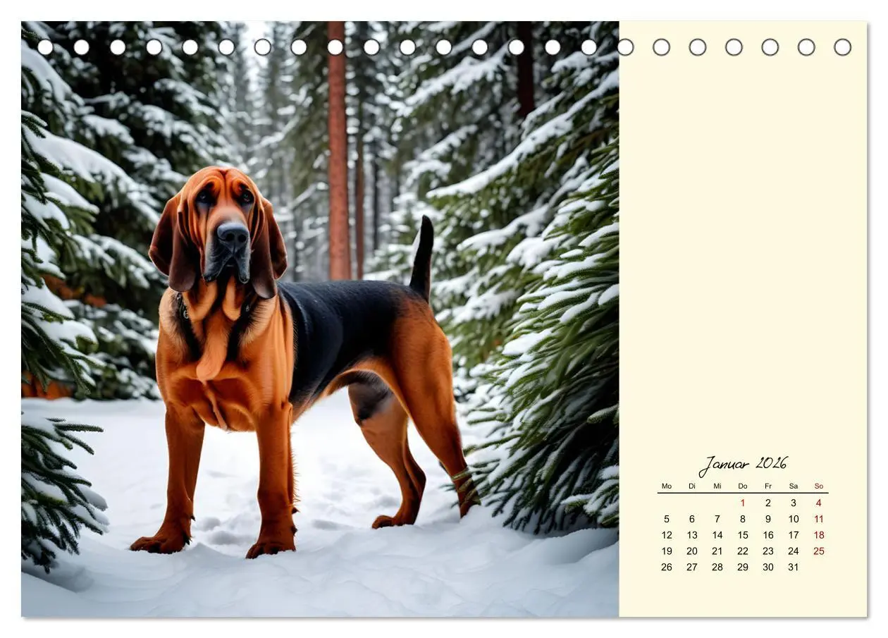 Bild: 9783457252406 | Bloodhound - Mächtige Spürnase (Tischkalender 2026 DIN A5 quer),...