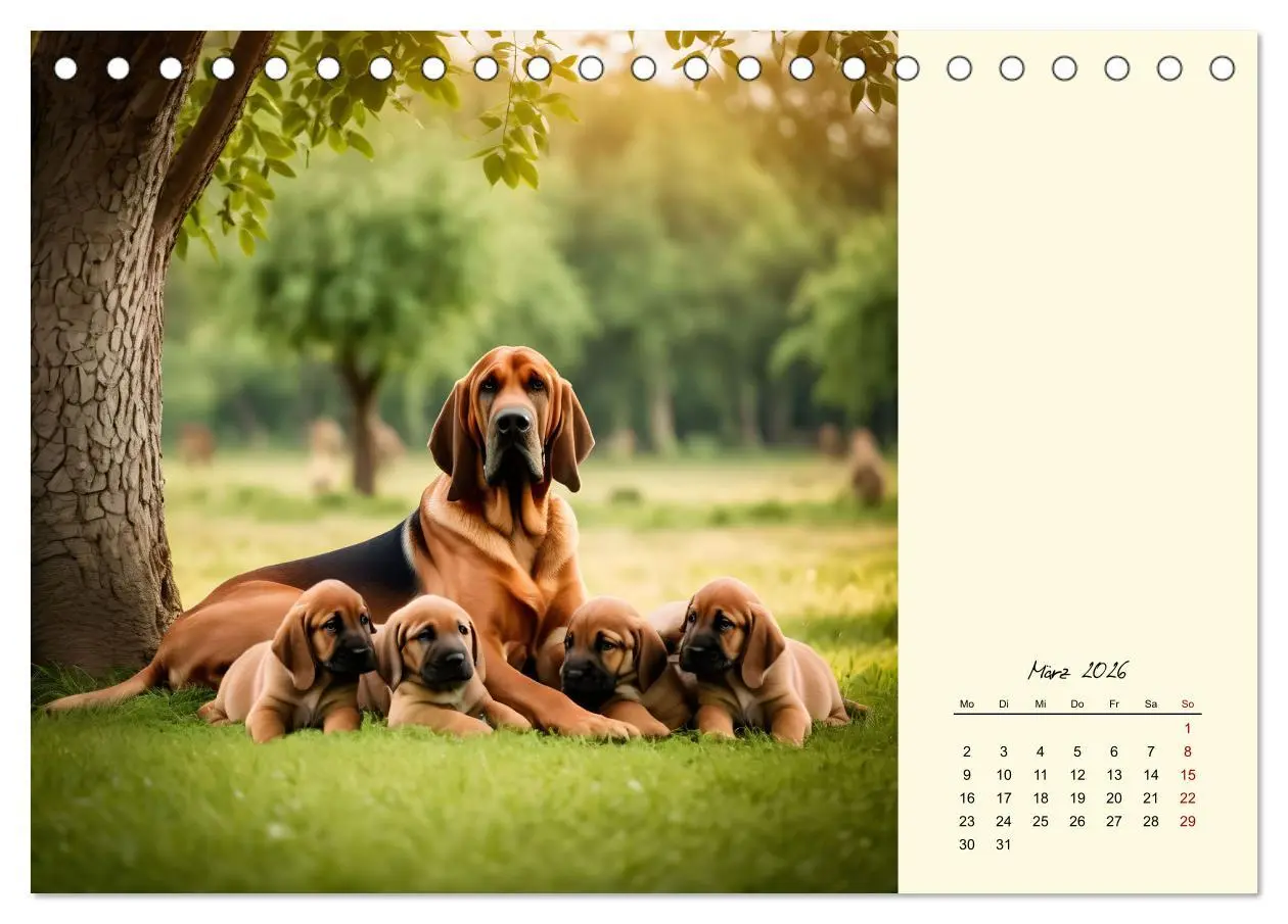 Bild: 9783457252406 | Bloodhound - Mächtige Spürnase (Tischkalender 2026 DIN A5 quer),...