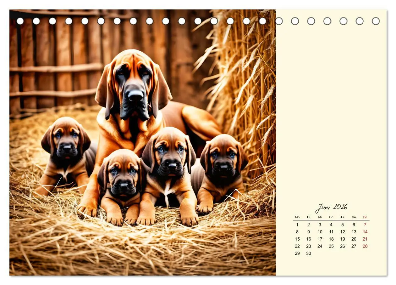 Bild: 9783457252406 | Bloodhound - Mächtige Spürnase (Tischkalender 2026 DIN A5 quer),...