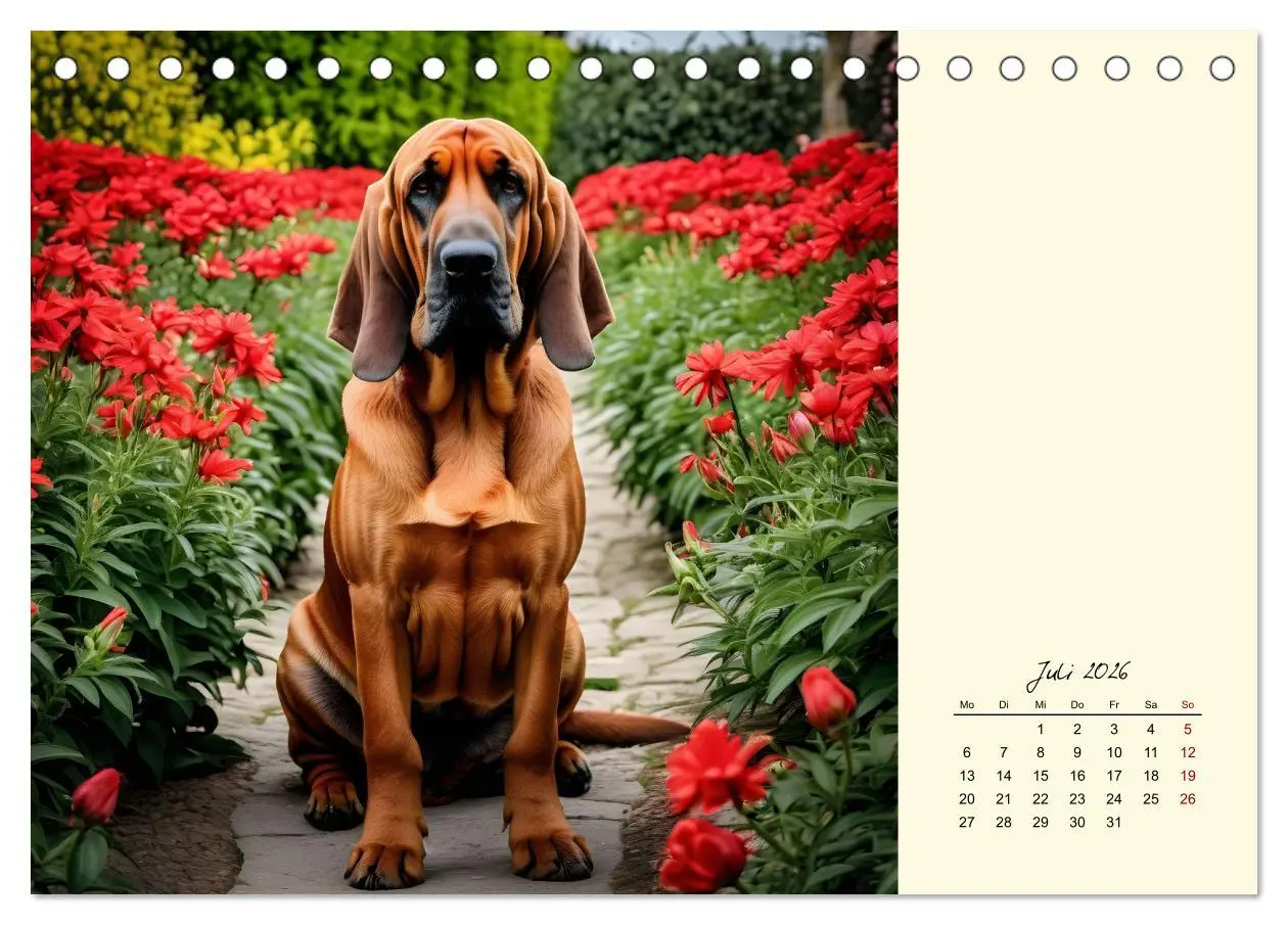 Bild: 9783457252406 | Bloodhound - Mächtige Spürnase (Tischkalender 2026 DIN A5 quer),...