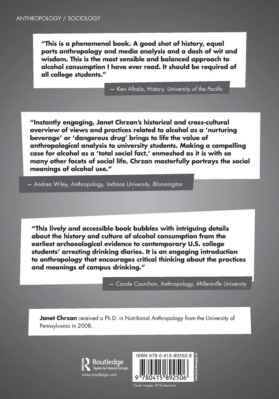 Rückseite: 9780415892506 | Alcohol | Social Drinking in Cultural Context | Janet Chrzan | Buch