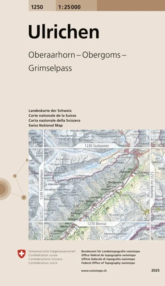 Cover: 9783302012506 | 1250 Ulrichen | Oberaarhorn - Obergoms - Grimselpass | (Land-)Karte