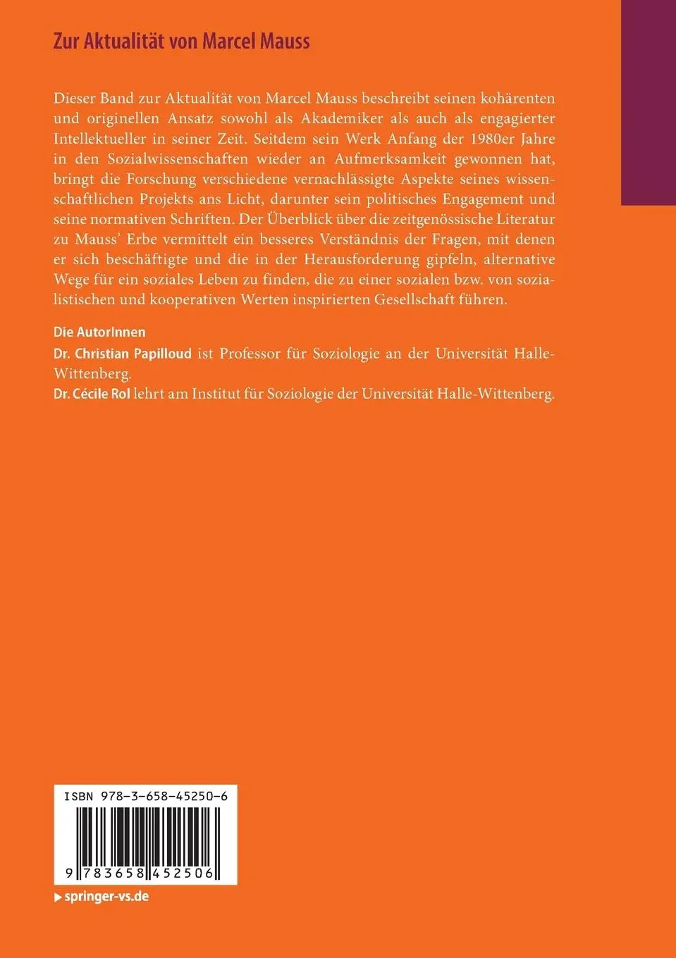 Rückseite: 9783658452506 | Zur Aktualität von Marcel Mauss | Einführung in sein Werk | Buch