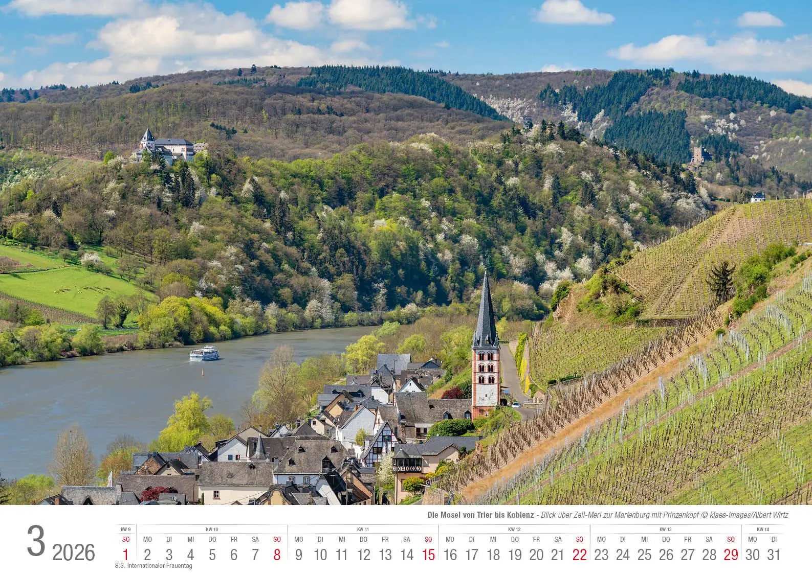 Bild: 9783965352506 | Die Mosel von Trier bis Koblenz 2026 Bildkalender A3 Spiralbindung