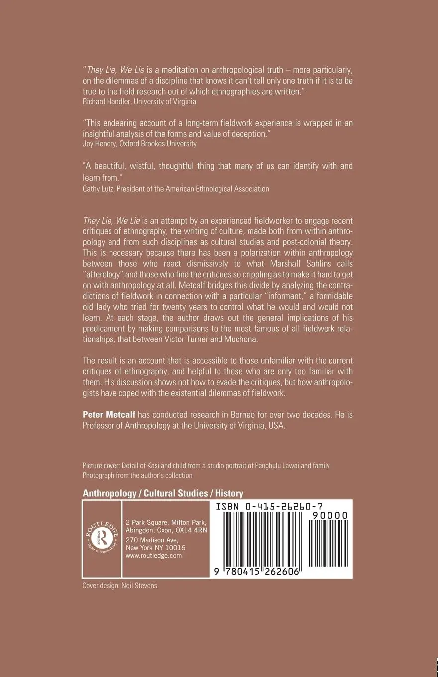 Rückseite: 9780415262606 | They Lie, We Lie | Getting on with Anthropology | Peter Metcalf | Buch