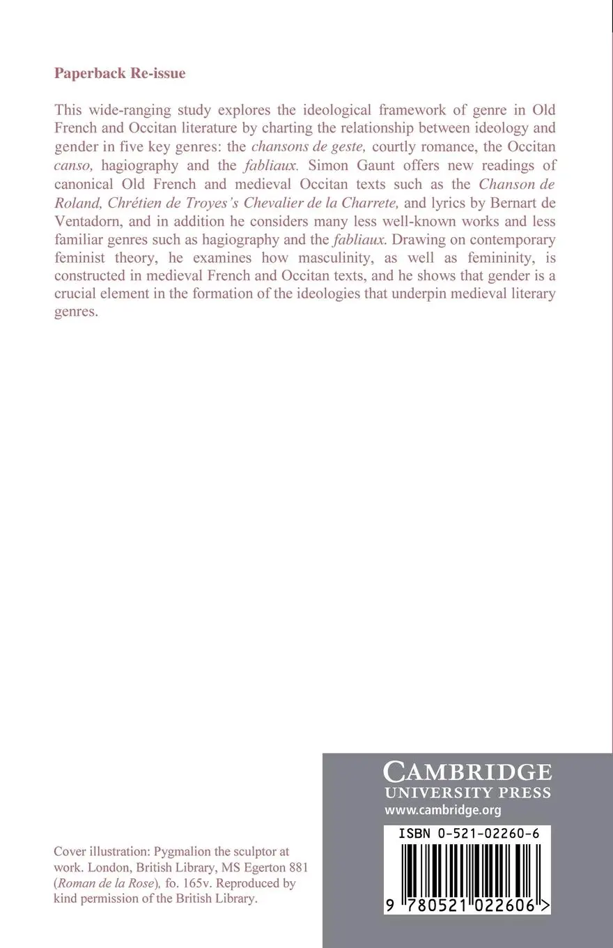 Rückseite: 9780521022606 | Gender and Genre in Medieval French Literature | Simon Gaunt | Buch