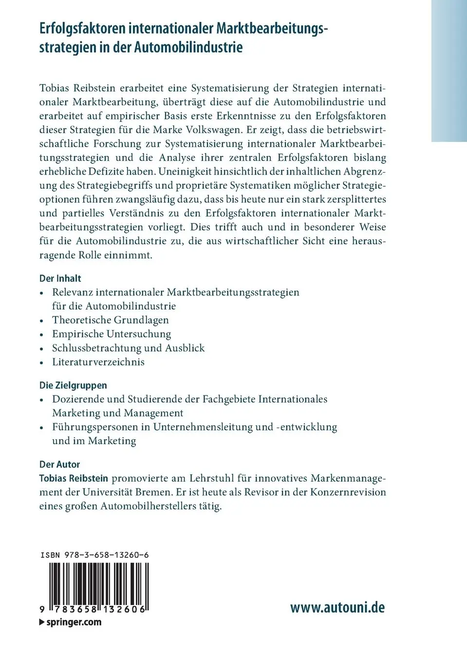Rückseite: 9783658132606 | Erfolgsfaktoren internationaler Marktbearbeitungsstrategien in der...