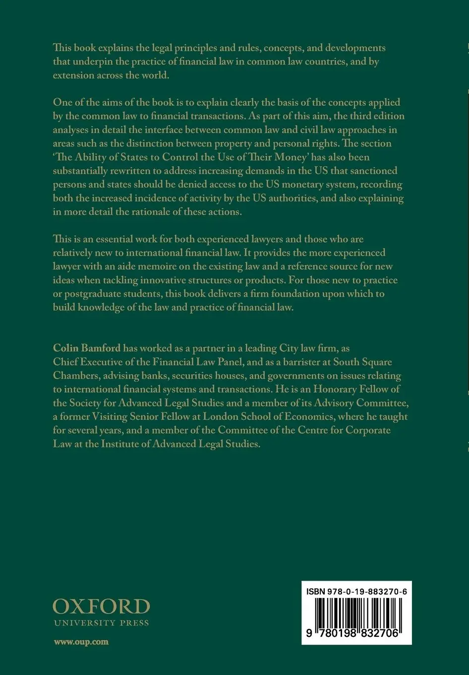 Rückseite: 9780198832706 | Principles of International Financial Law | Colin Bamford | Buch