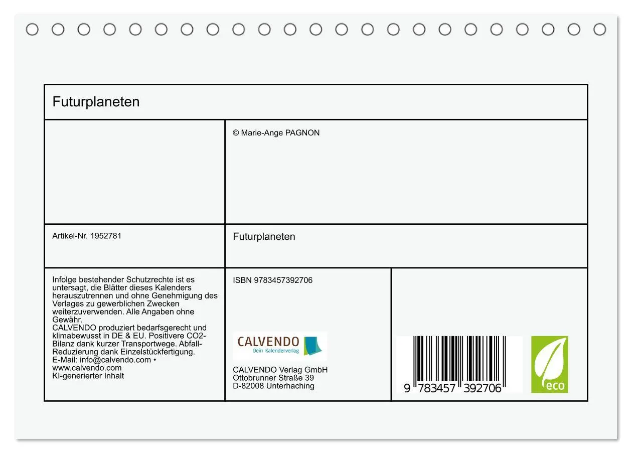 Bild: 9783457392706 | Futurplaneten (Tischkalender 2026 DIN A5 quer), CALVENDO...