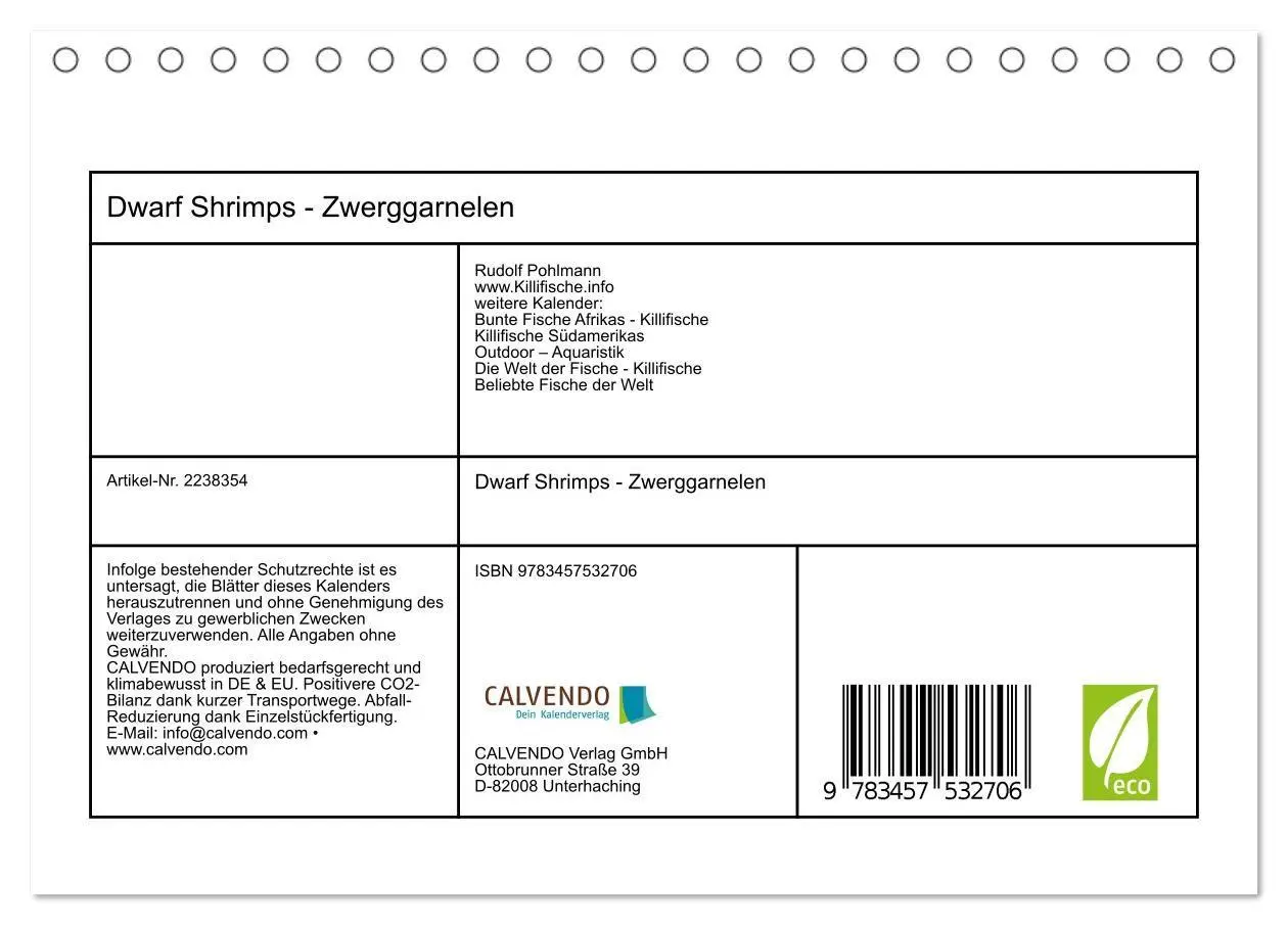 Bild: 9783457532706 | Dwarf Shrimps - Zwerggarnelen (Tischkalender 2026 DIN A5 quer),...