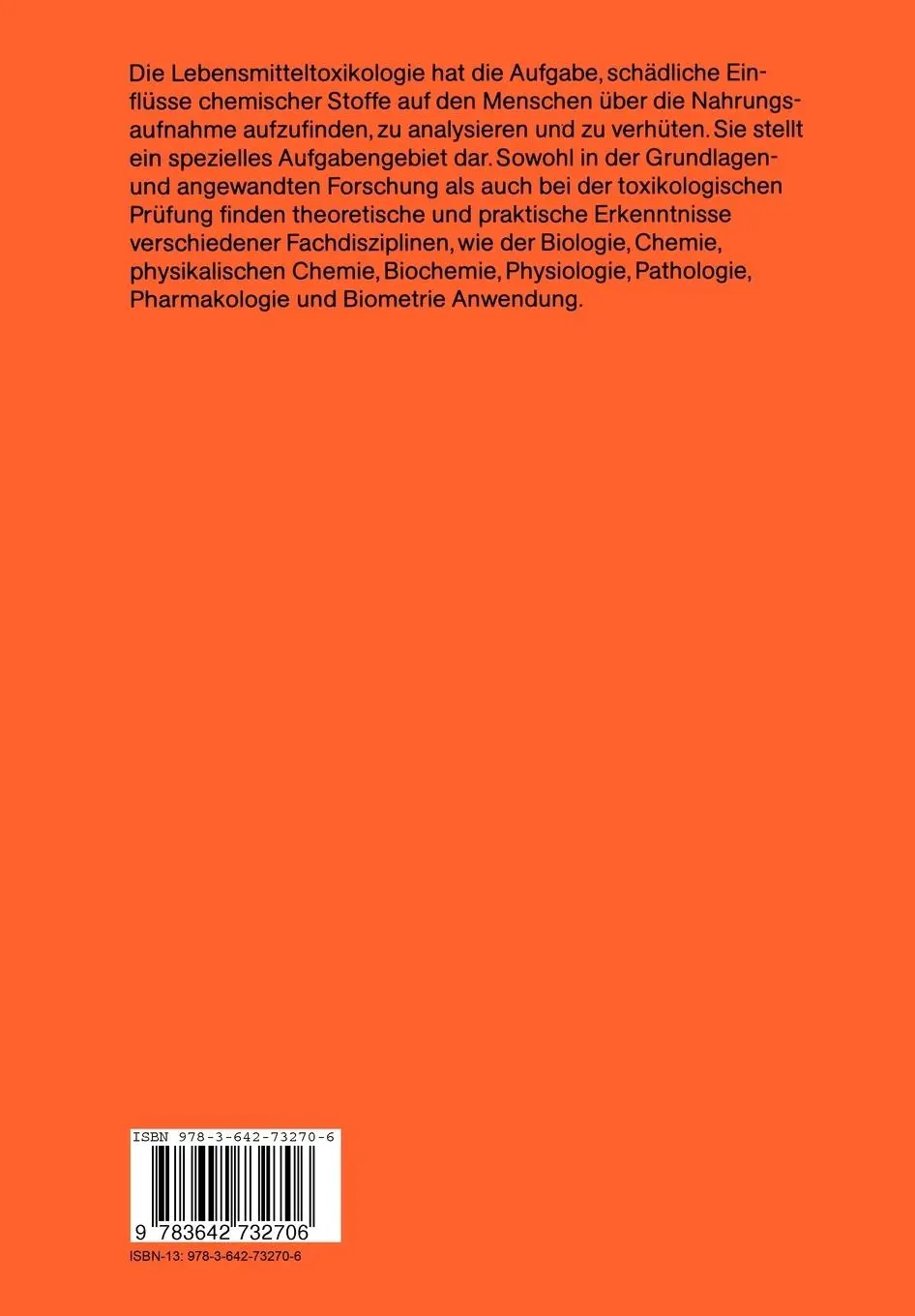 Rückseite: 9783642732706 | Lebensmitteltoxikologie | Rainer Macholz (u. a.) | Taschenbuch | 2011