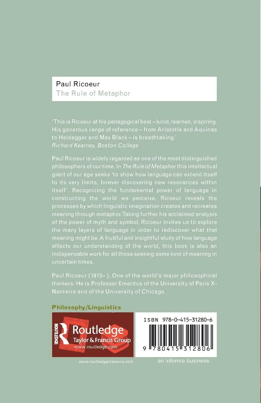 Rückseite: 9780415312806 | The Rule of Metaphor | The Creation of Meaning in Language | Ricoeur
