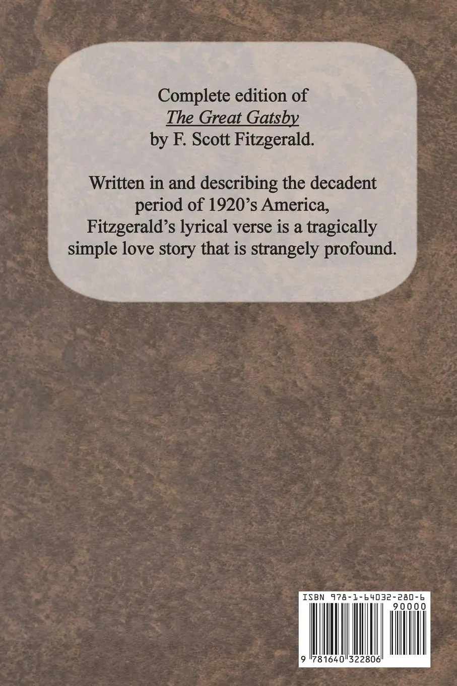Rückseite: 9781640322806 | The Great Gatsby | Original 1925 Edition | F. Scott Fitzgerald | Buch
