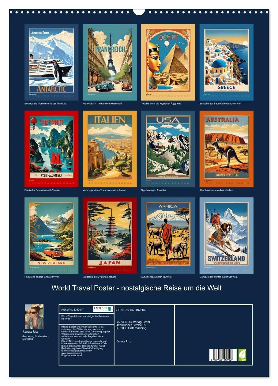 Bild: 9783569182806 | World Travel Poster - nostalgische Reise um die Welt (Wandkalender...