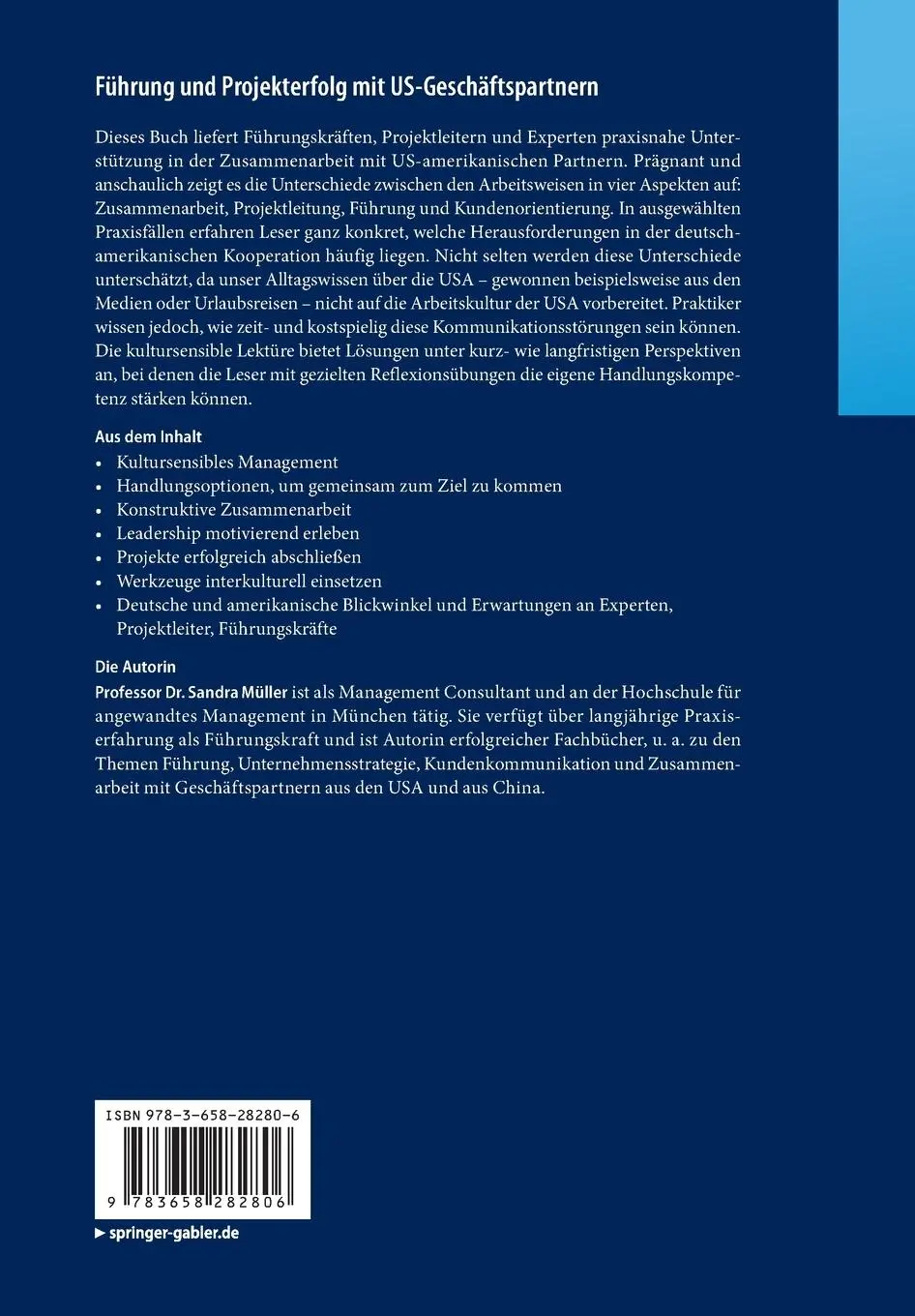 Rückseite: 9783658282806 | Führung und Projekterfolg mit US-Geschäftspartnern | Sandra Müller