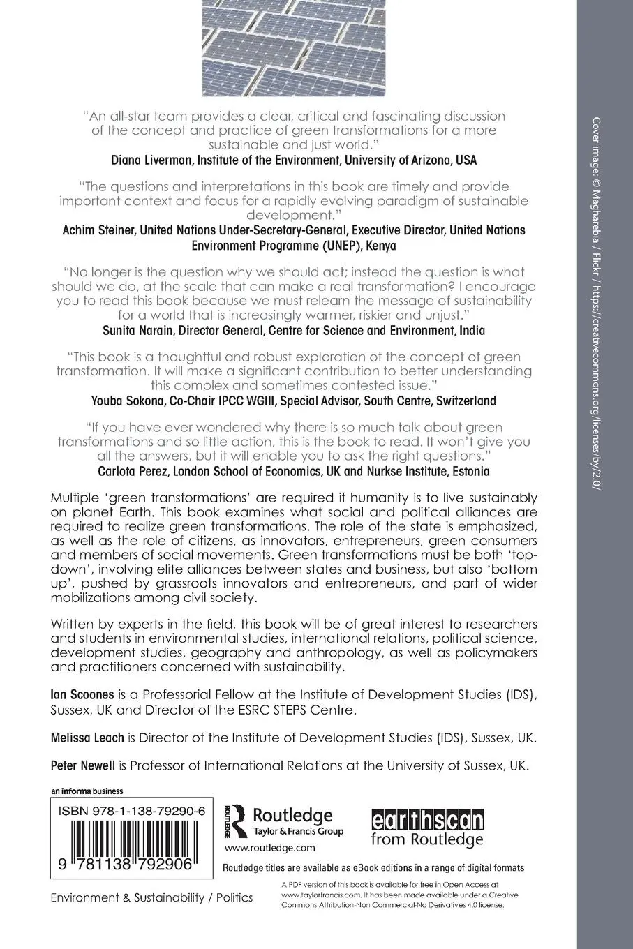 Rückseite: 9781138792906 | The Politics of Green Transformations | Ian Scoones (u. a.) | Buch