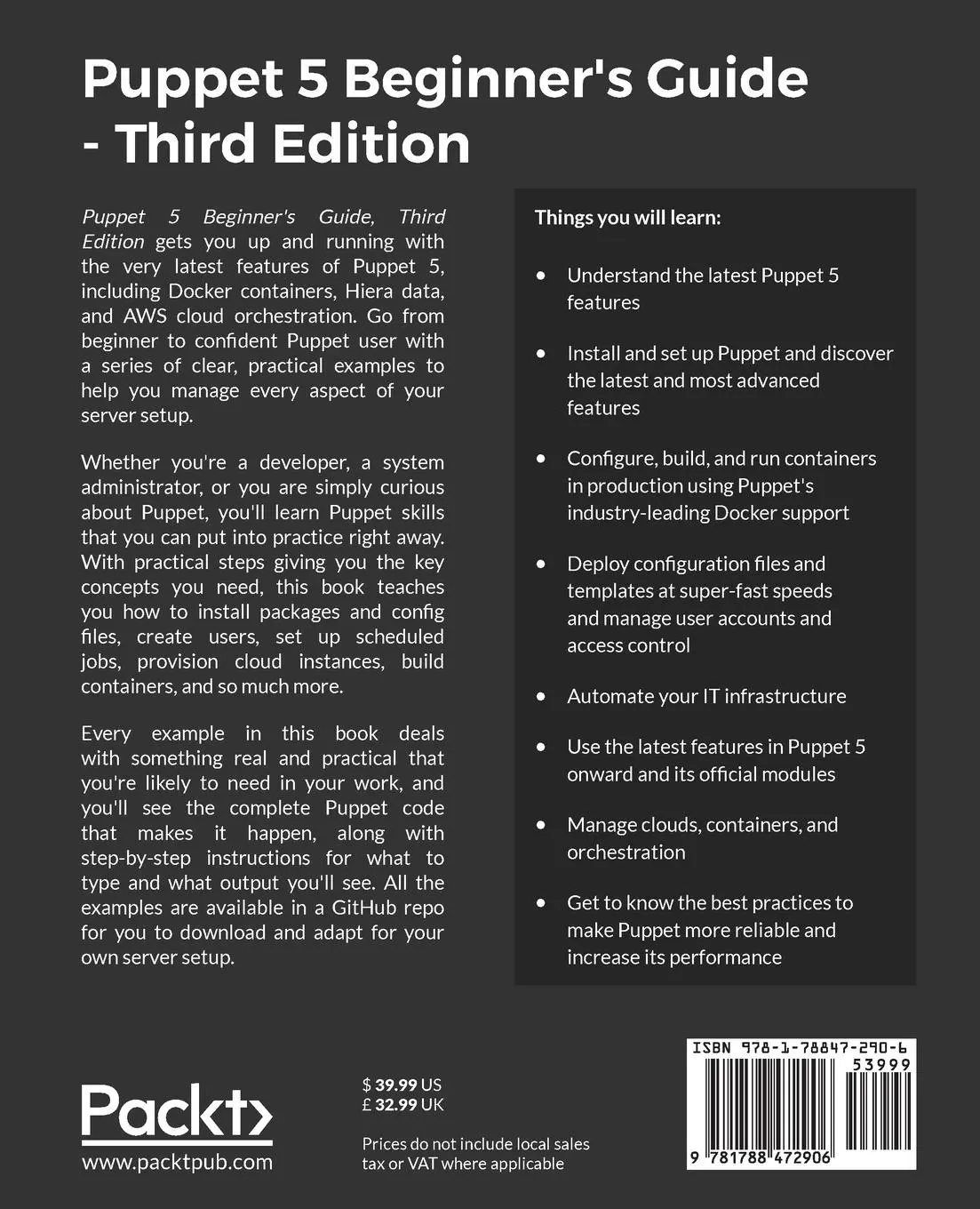 Rückseite: 9781788472906 | Puppet 5 Beginner's Guide - Third Edition | John Arundel | Taschenbuch