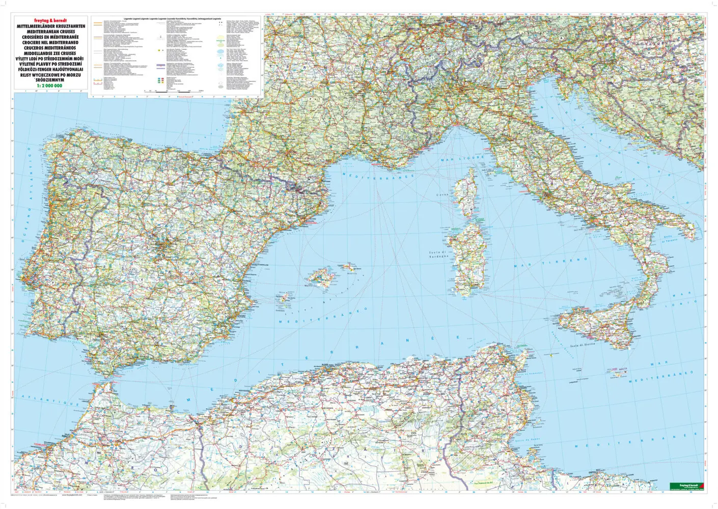 Bild: 9783707912906 | Mittelmeerländer Kreuzfahrten, Autokarte 1:2.000.000. Mediterranean...