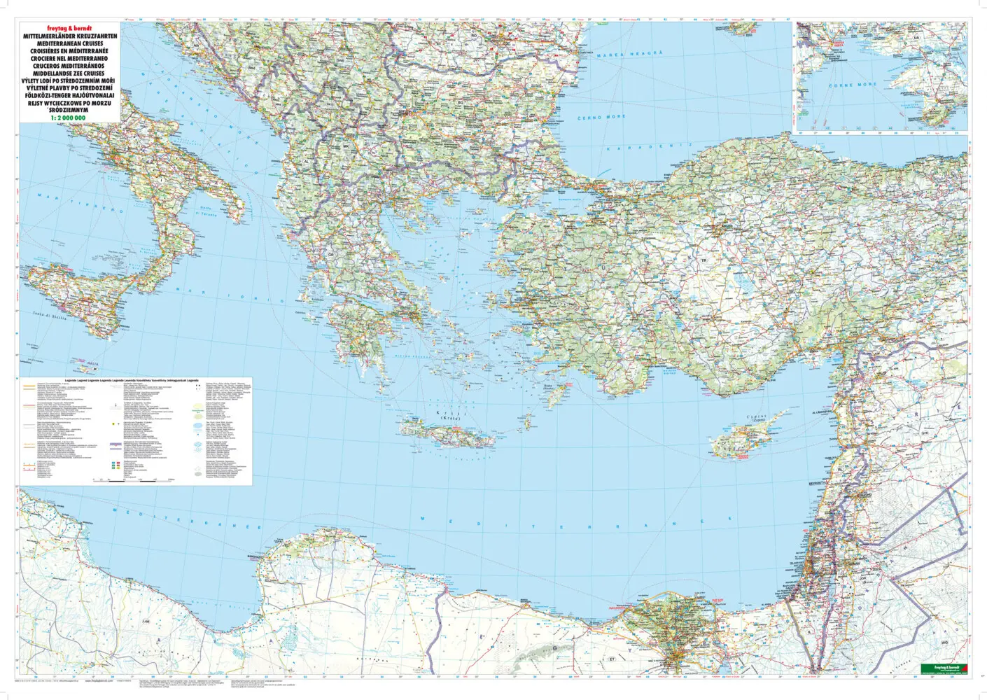 Bild: 9783707912906 | Mittelmeerländer Kreuzfahrten, Autokarte 1:2.000.000. Mediterranean...