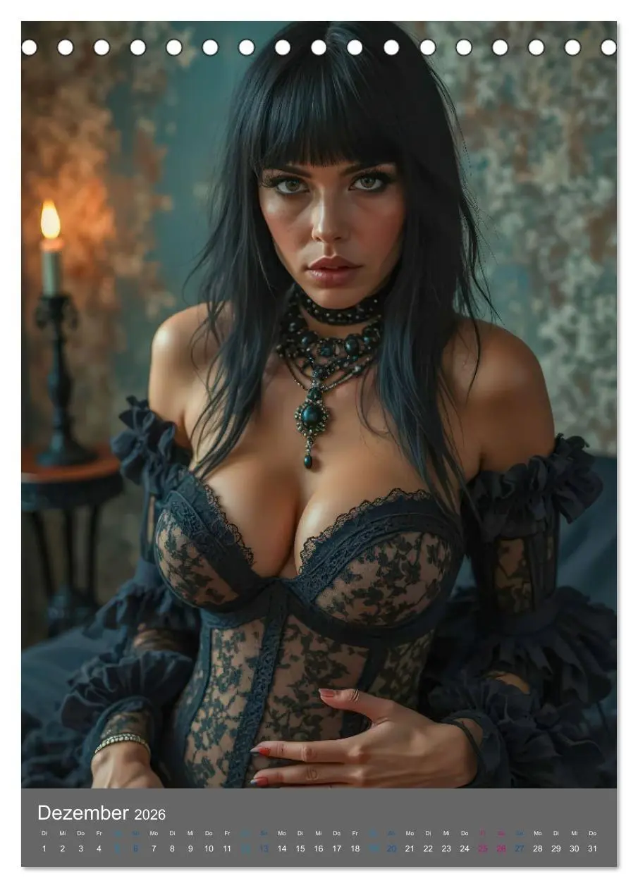 Bild: 9783516593006 | Gothic Dessous Fantasien (Tischkalender 2026 DIN A5 hoch), CALVENDO...