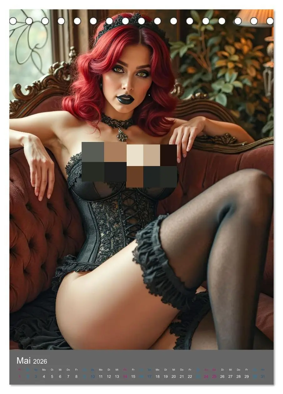 Bild: 9783516593006 | Gothic Dessous Fantasien (Tischkalender 2026 DIN A5 hoch), CALVENDO...