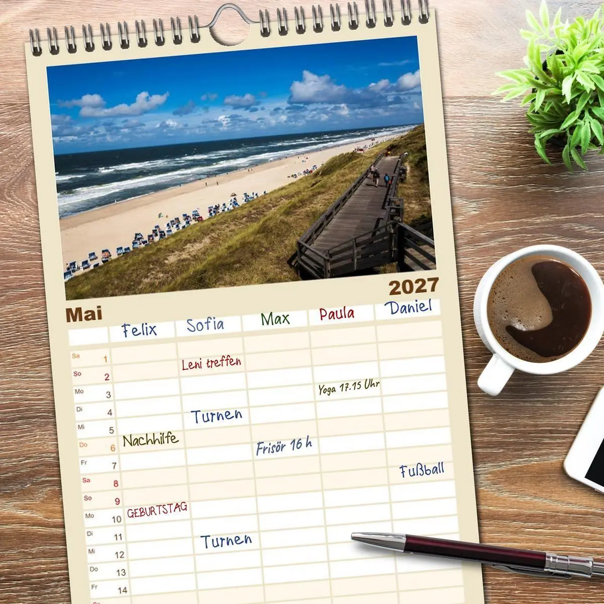 Bild: 9783594333006 | Familienplaner 2027 - Sylt - Strandspaziergang mit 5 Spalten...