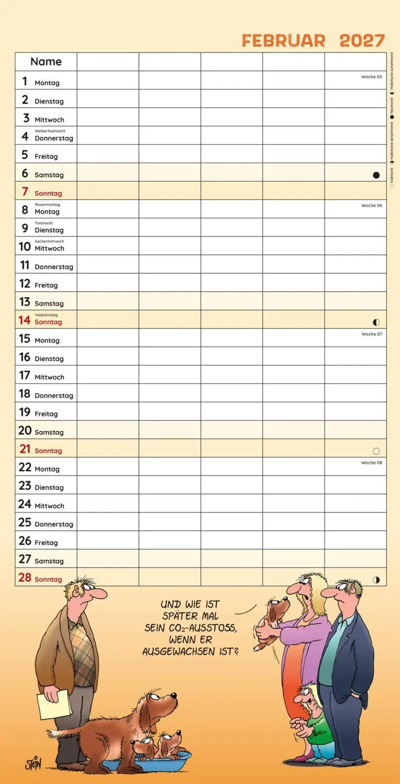 Bild: 9783830323006 | Uli Stein Familienkalender 2027: Familienplaner mit 5 Spalten | Stein