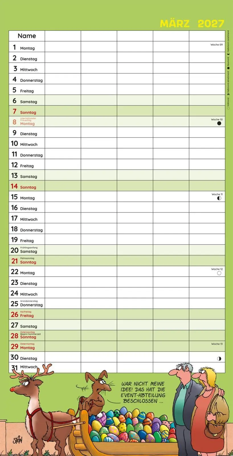 Bild: 9783830323006 | Uli Stein Familienkalender 2027: Familienplaner mit 5 Spalten | Stein
