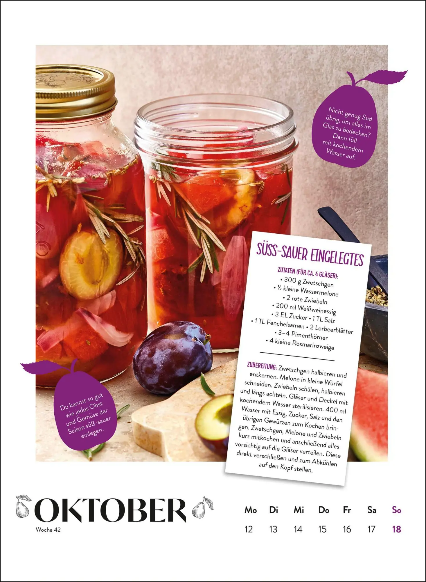 Bild: 4036442013106 | Wochenkalender 2026: Obst und Gemüse haben immer Saison | Groh Verlag