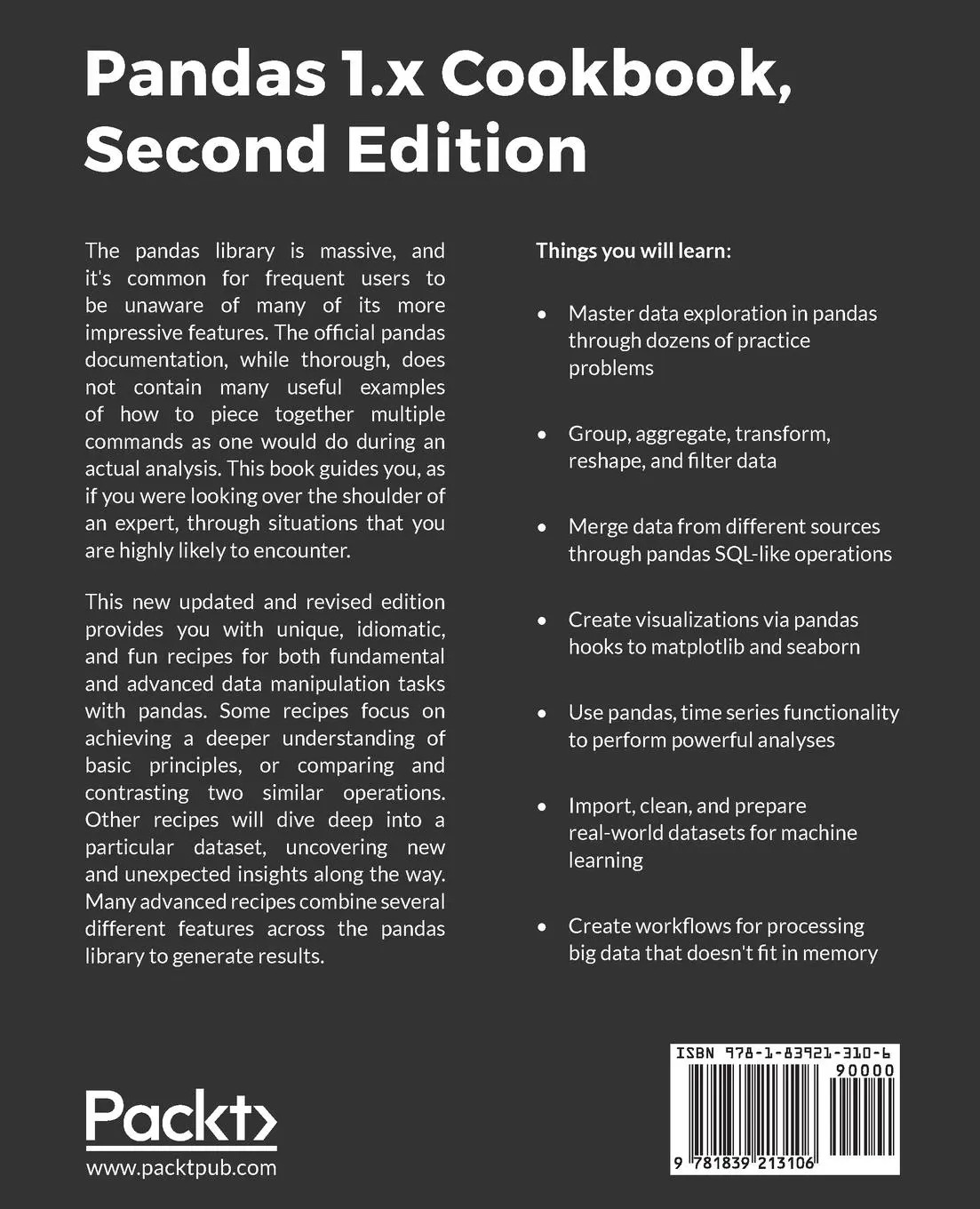 Rückseite: 9781839213106 | Pandas 1.x Cookbook - Second Edition | Matt Harrison (u. a.) | Buch