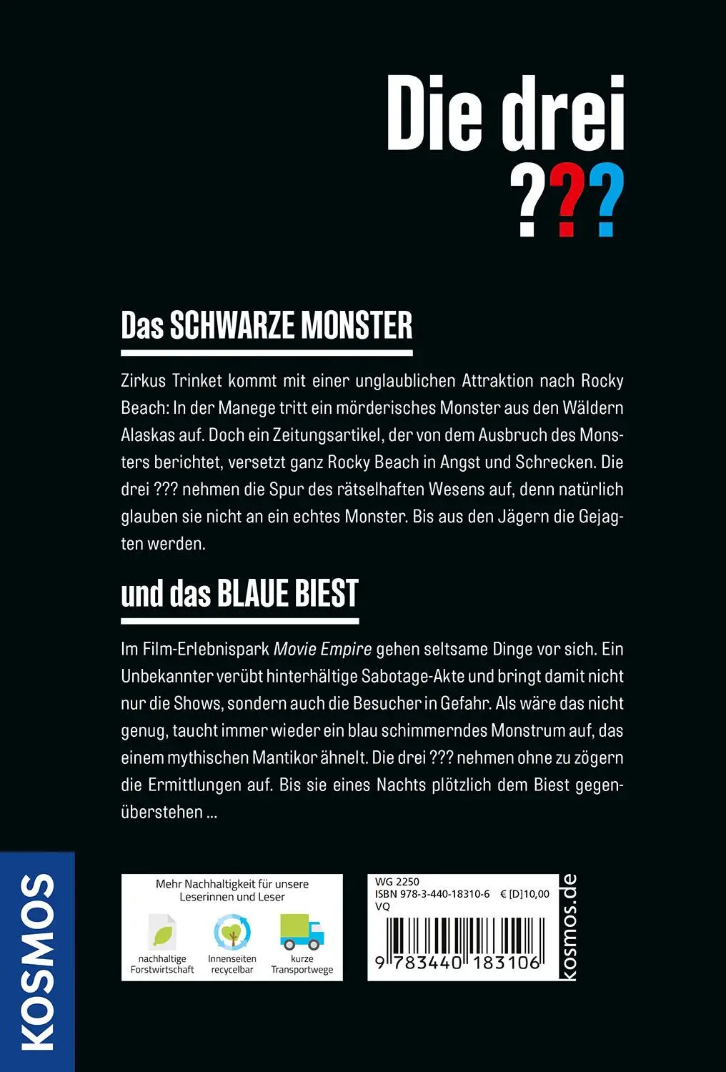 Bild: 9783440183106 | Die drei ???, Das schwarze Monster / und das blaue Biest (Doppelband)