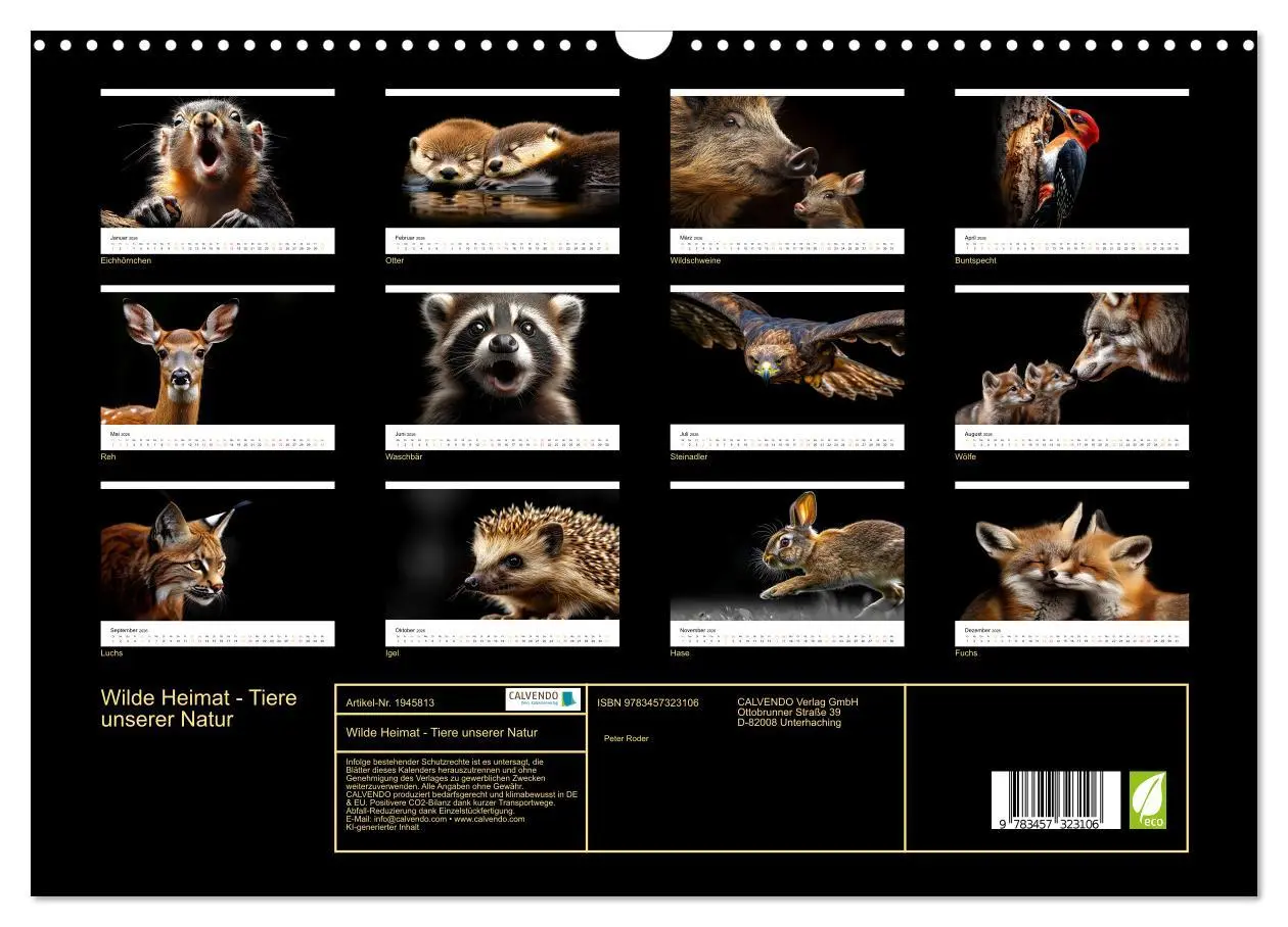Bild: 9783457323106 | Wilde Heimat - Tiere unserer Natur (Wandkalender 2026 DIN A3 quer),...