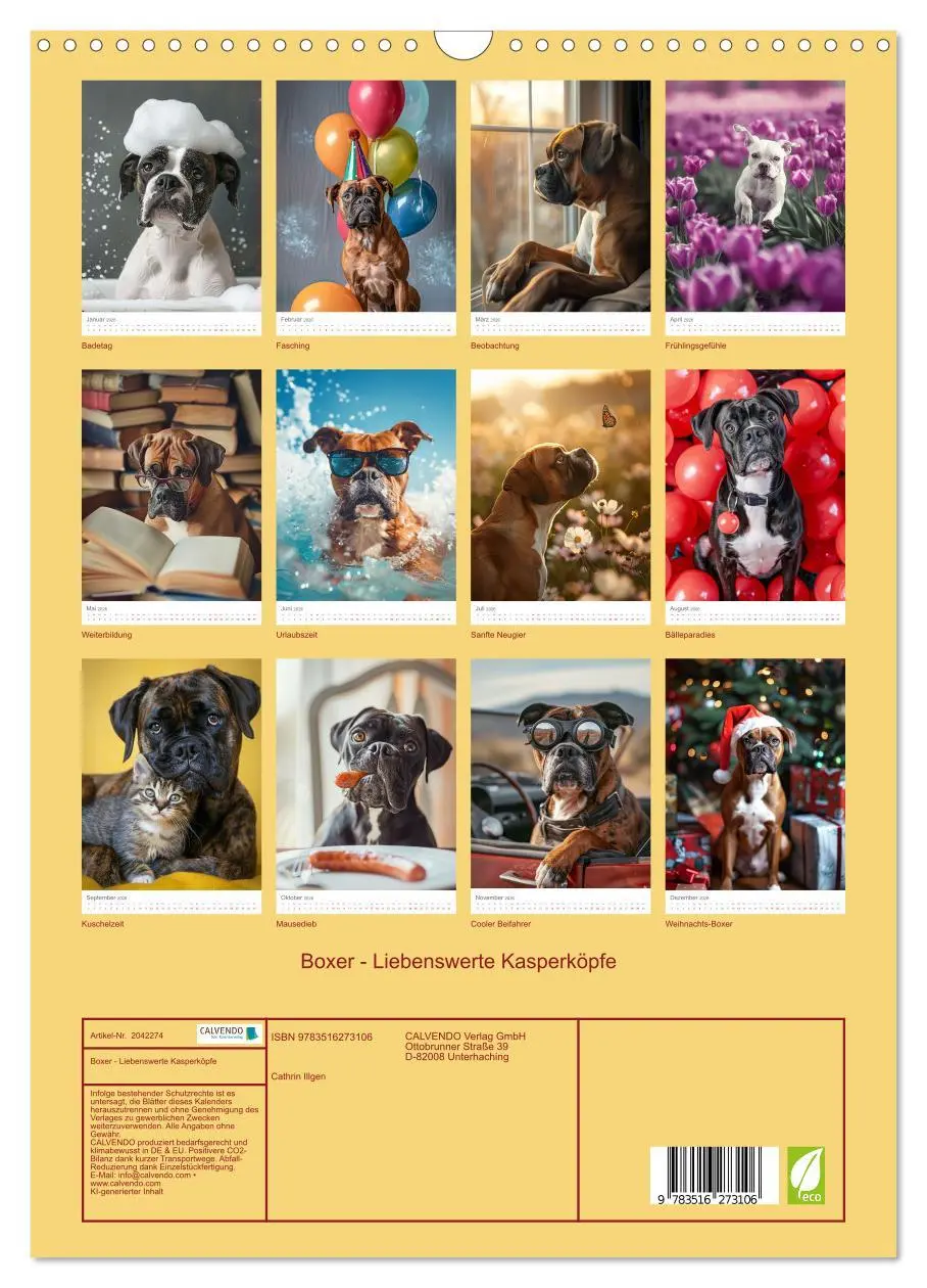 Bild: 9783516273106 | Boxer - Liebenswerte Kasperköpfe (Wandkalender 2026 DIN A3 hoch),...