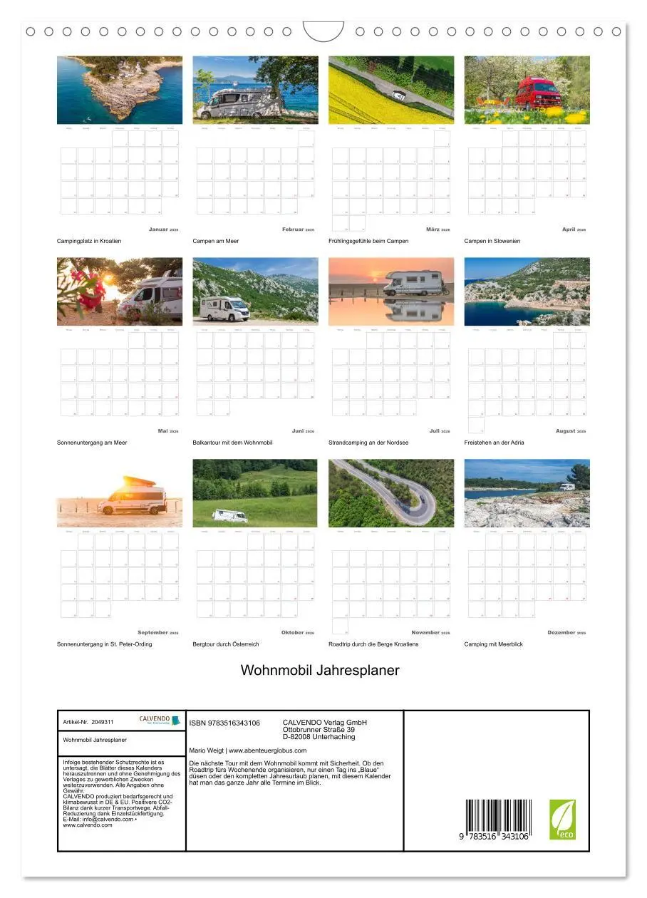 Bild: 9783516343106 | Wohnmobil Jahresplaner (Wandkalender 2026 DIN A3 hoch), CALVENDO...