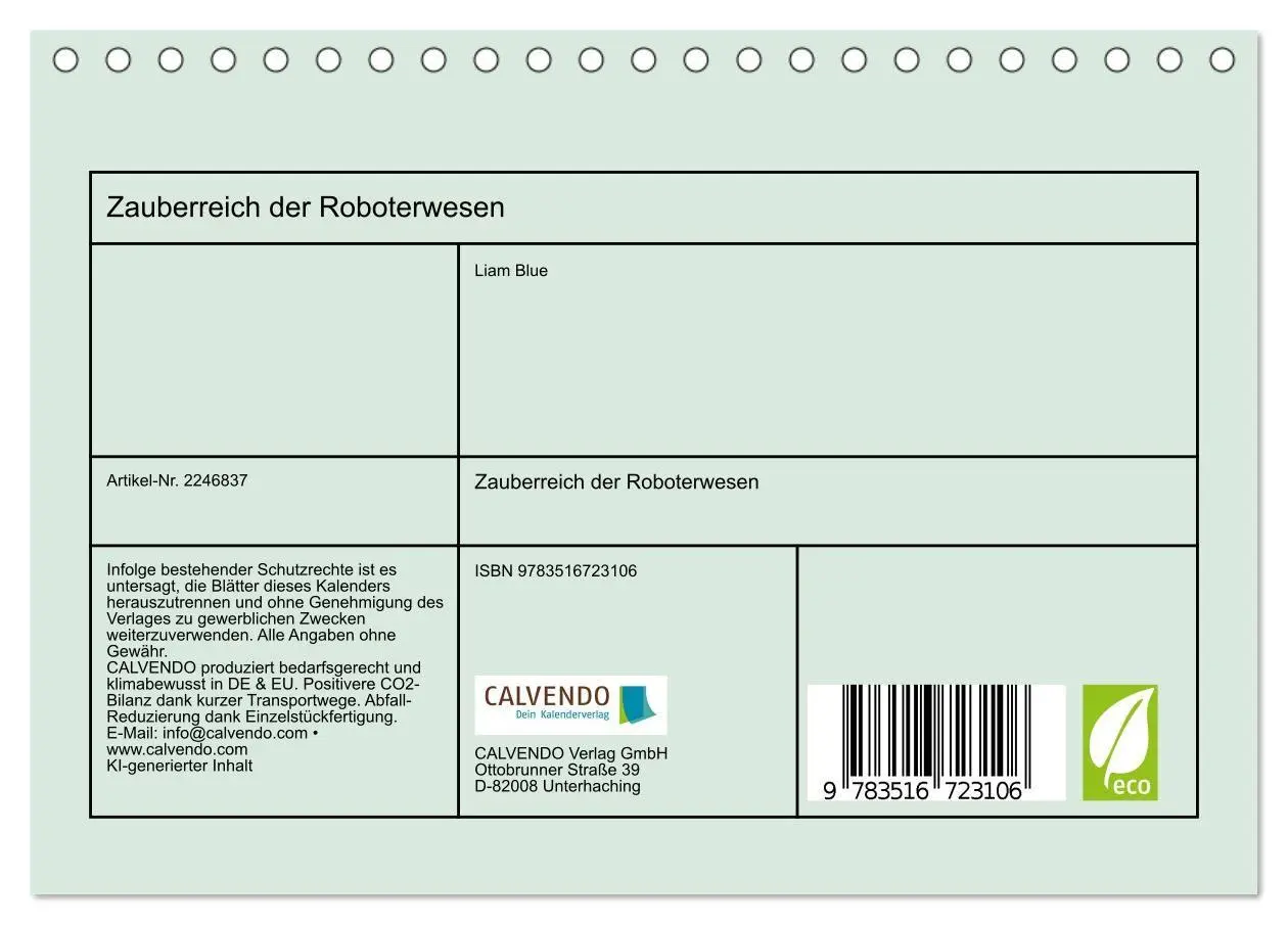 Bild: 9783516723106 | Zauberreich der Roboterwesen (Tischkalender 2026 DIN A5 quer),...